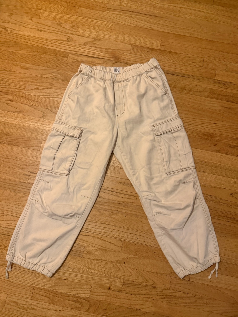 BDG Cream Cargo Pants with Multi-Pocket Utility